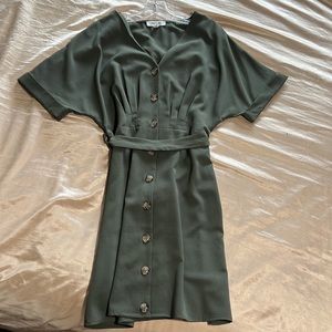 Olive Green button up dress by She + Sky.